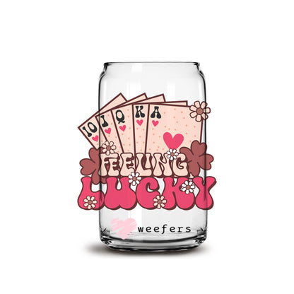 Feeling Lucky Valentine's Day 16oz Libbey Glass Can UV DTF or Sublimation Cup Wrap - Decal Transfer - Weefers