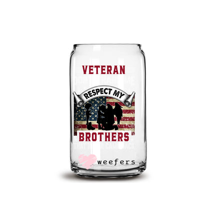 Veteran Respect Brothers That Don't Come Back 16oz Libbey Glass Can UV DTF or Sublimation Wrap - Decal - Weefers