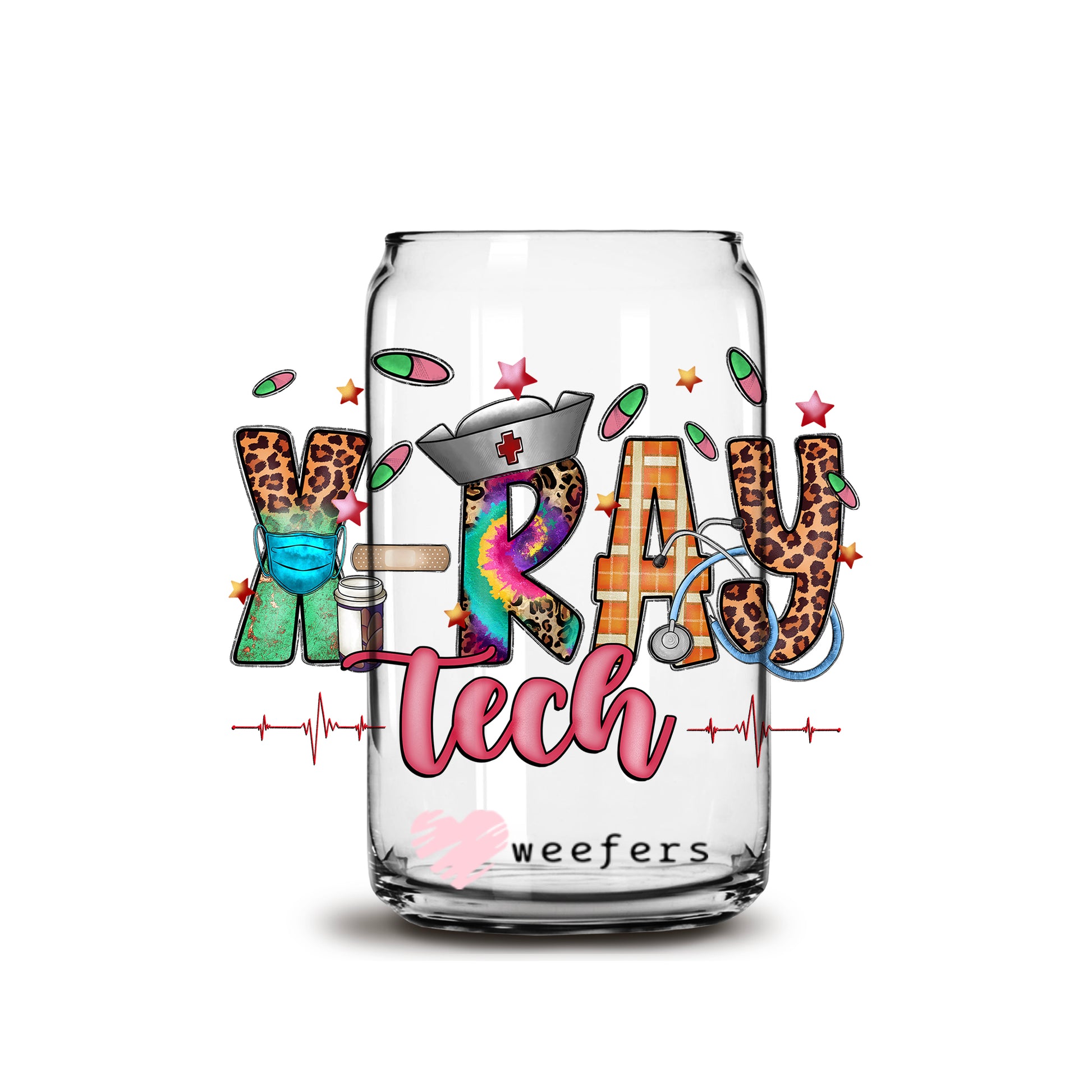 X-Ray Tech 16oz Libbey Glass Can UV DTF or Sublimation Wrap - Decal - Weefers