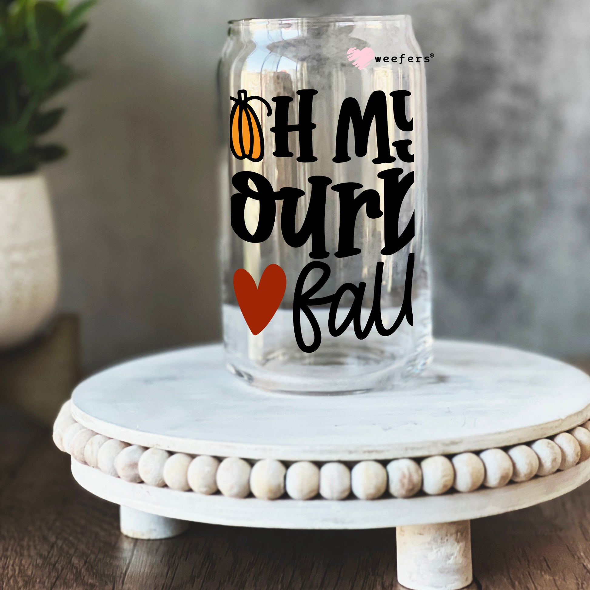 Oh My Gourd I Love Fall  16oz Libbey Glass Can UV DTF or Sublimation Wrap - Decal - Weefers