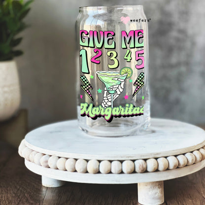 Give me 1234 Margaritas 16oz Libbey Glass Can UV DTF or Sublimation Cup Wrap - Decal Transfer Weefers