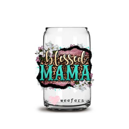 Blessed Mama 16oz Libbey Glass Can UV DTF or Sublimation Cup Wrap - Decal Transfer - Weefers