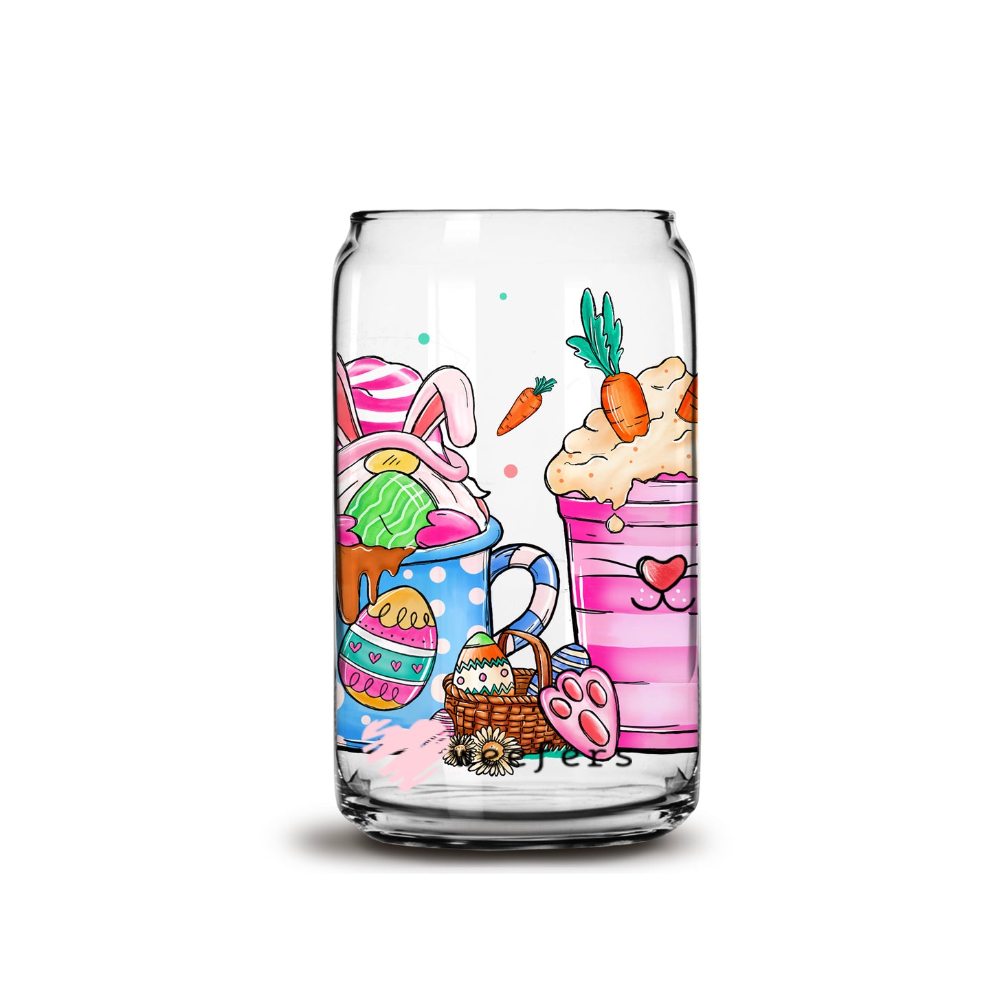 Easter Coffee Latte Libbey Glass Can UV DTF or Sublimation Wrap - Decal - Weefers