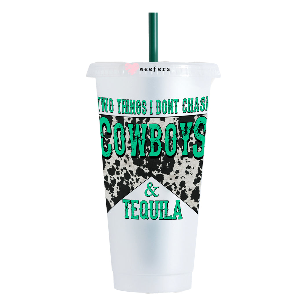 Two Thing I Don't Chase Cowboys and Tequila 24oz UV-DTF Cold Cup Wrap - Ready to apply Decal