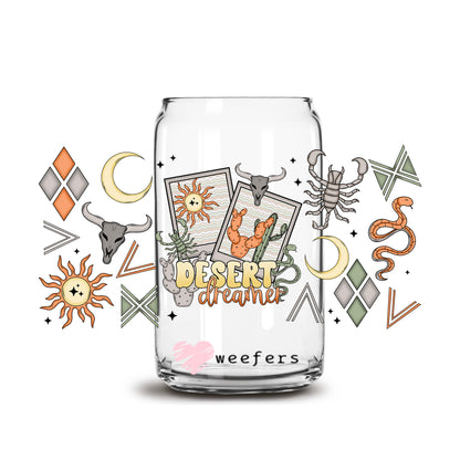 Desert Dreams 16oz Libbey Glass Can UV DTF or Sublimation Cup Wrap - Decal Transfer - Weefers