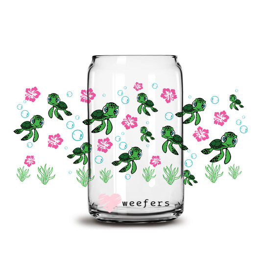 Turtles Turtles Turtles 16oz Libbey Glass Can UV DTF or Sublimation Cup Wrap - Decal Transfer - Weefers