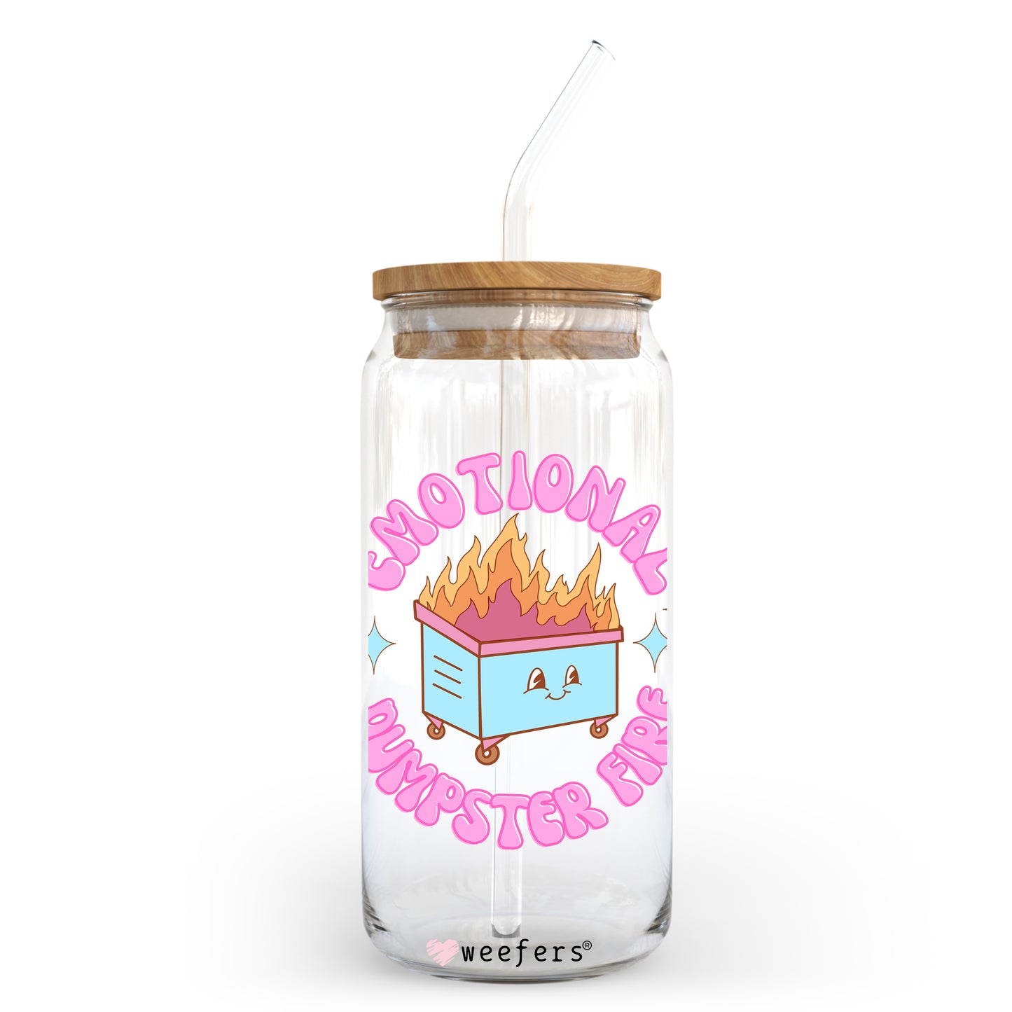 Emotional Dumpster Fire 20oz Libbey Glass Can, 34oz Hip Sip, 40oz Tumbler UV DTF or Sublimation Decal Transfer - Weefers