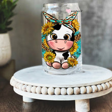 Load image into Gallery viewer, Cutie Western Baby Cow 16oz Libbey Glass Can UV-DTF or Sublimation Wrap - Decal
