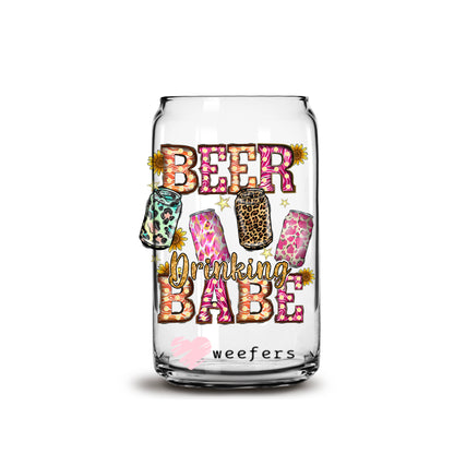 Western Beer Babe 16oz Libbey Glass Can UV DTF or Sublimation Wrap - Decal - Weefers