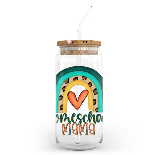 Homeschool Mama Boho 20oz Libbey Glass Can UV DTF or Sublimation Wrap - Decal Weefers