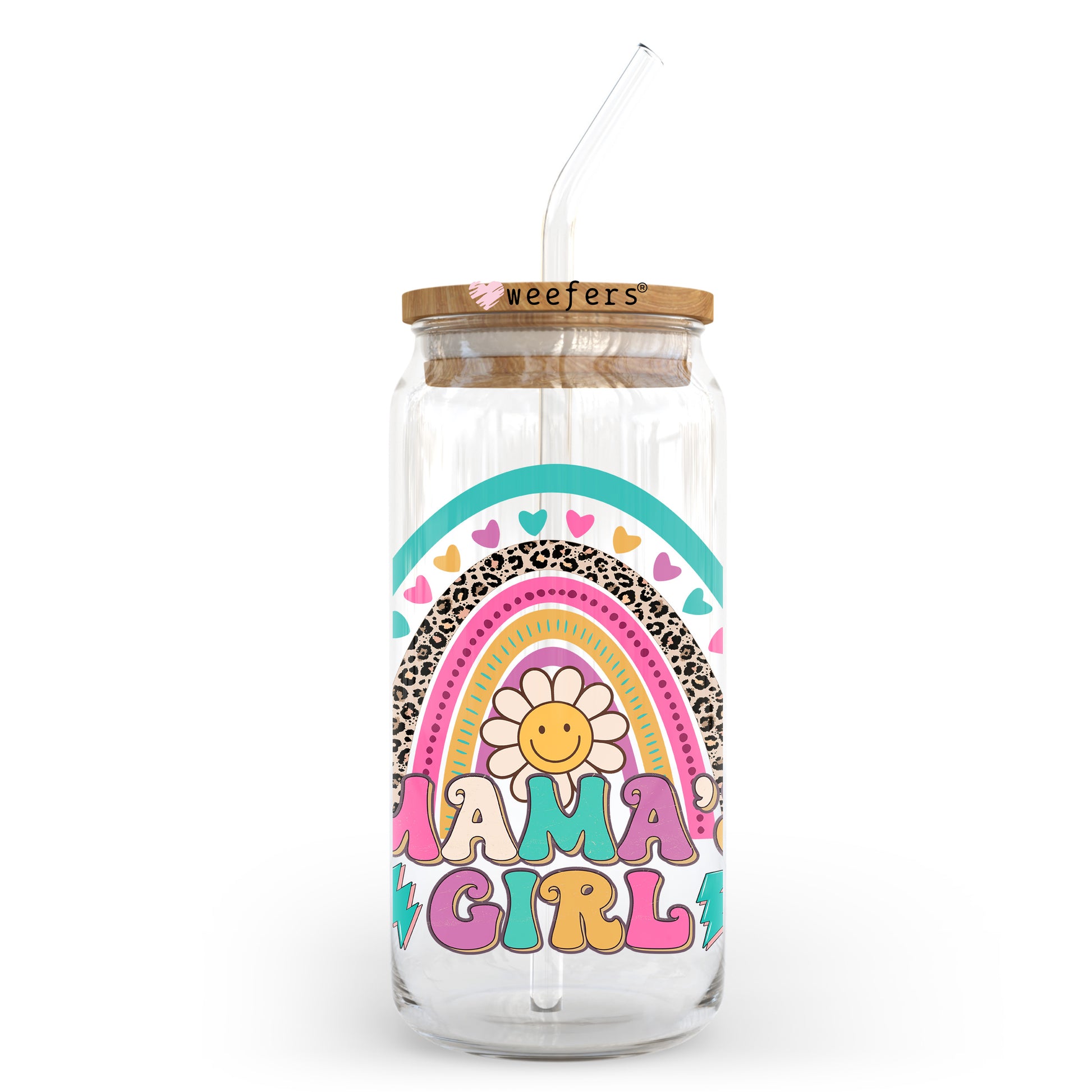 Mama's Girl Rainbow 20oz Libbey Glass Can UV DTF or Sublimation Wrap - Decal Transfer - Weefers