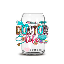 Load image into Gallery viewer, a glass jar with the words doctor life painted on it
