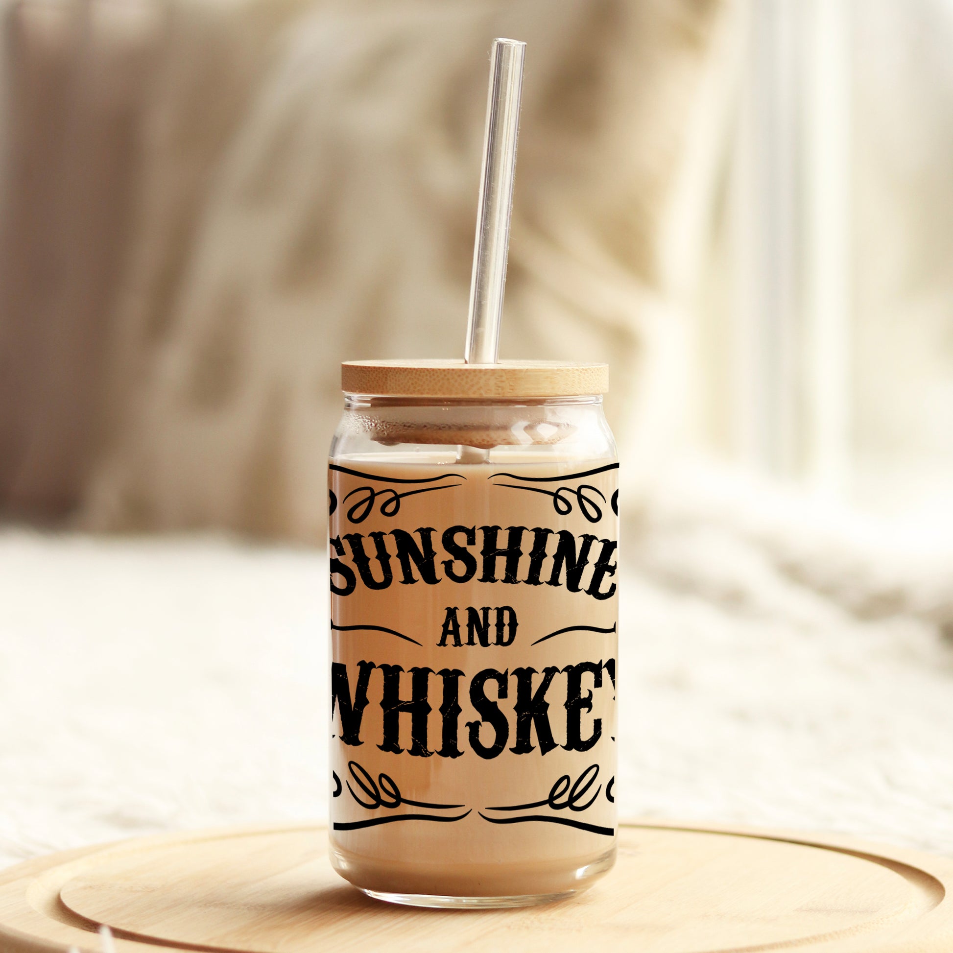 Sunshine and Whiskey 16oz Libbey Glass Can UV DTF or Sublimation Wrap - Decal - Weefers