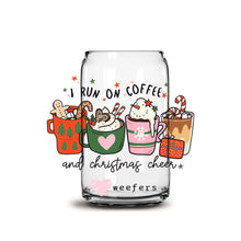 Load image into Gallery viewer, I run on Coffee and Christmas Cheer 16oz Libbey Glass Can UV-DTF or Sublimation Wrap - Decal
