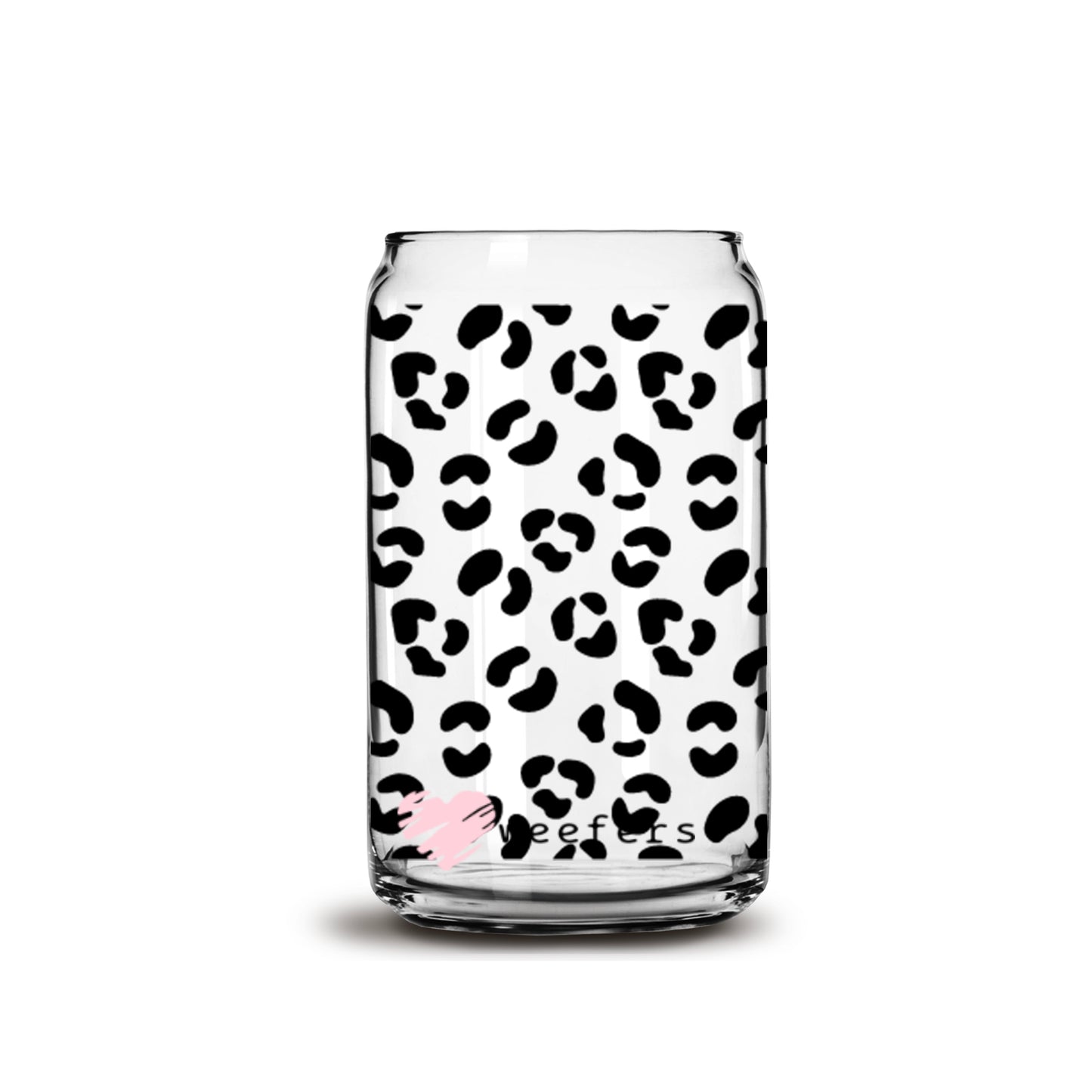 Black Cheetah Print 16oz Libbey Glass Can UV DTF or Sublimation Wrap - Decal - Weefers