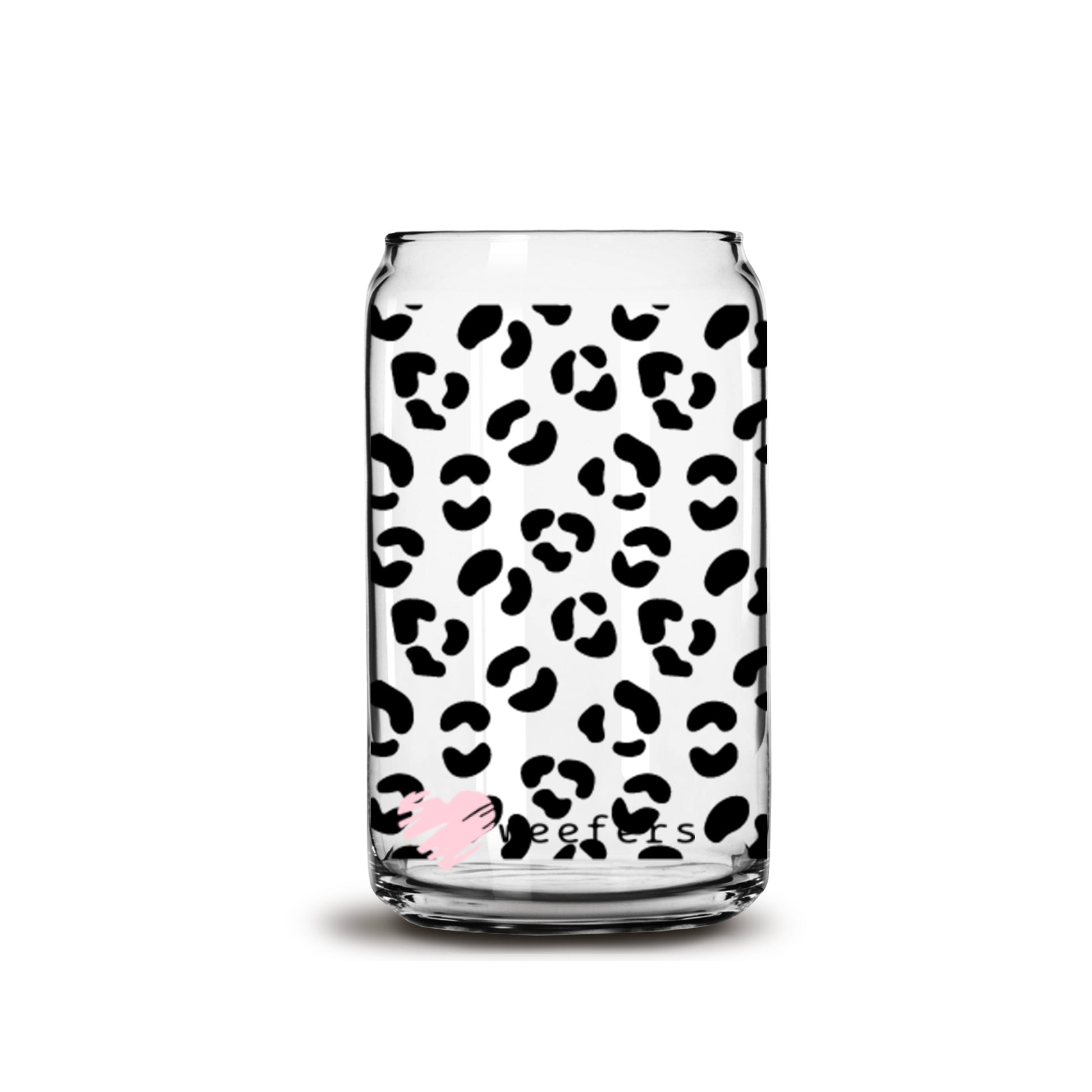 Black Cheetah Print 16oz Libbey Glass Can UV DTF or Sublimation Wrap - Decal - Weefers