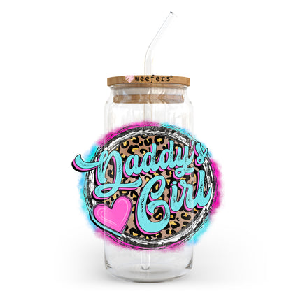 Daddy's Girl Pink and Teal 20oz Libbey Glass Can UV DTF or Sublimation Wrap - Decal Transfer - Weefers