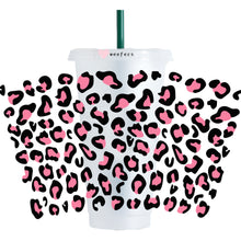 Load image into Gallery viewer, Pink and Black Cheetah 24oz UV-DTF Cold Cup Wrap - Ready to apply Wrap
