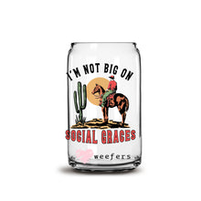 Load image into Gallery viewer, Not Big on Social Graces 16oz Libbey Glass Can UV-DTF or Sublimation Wrap - Decal

