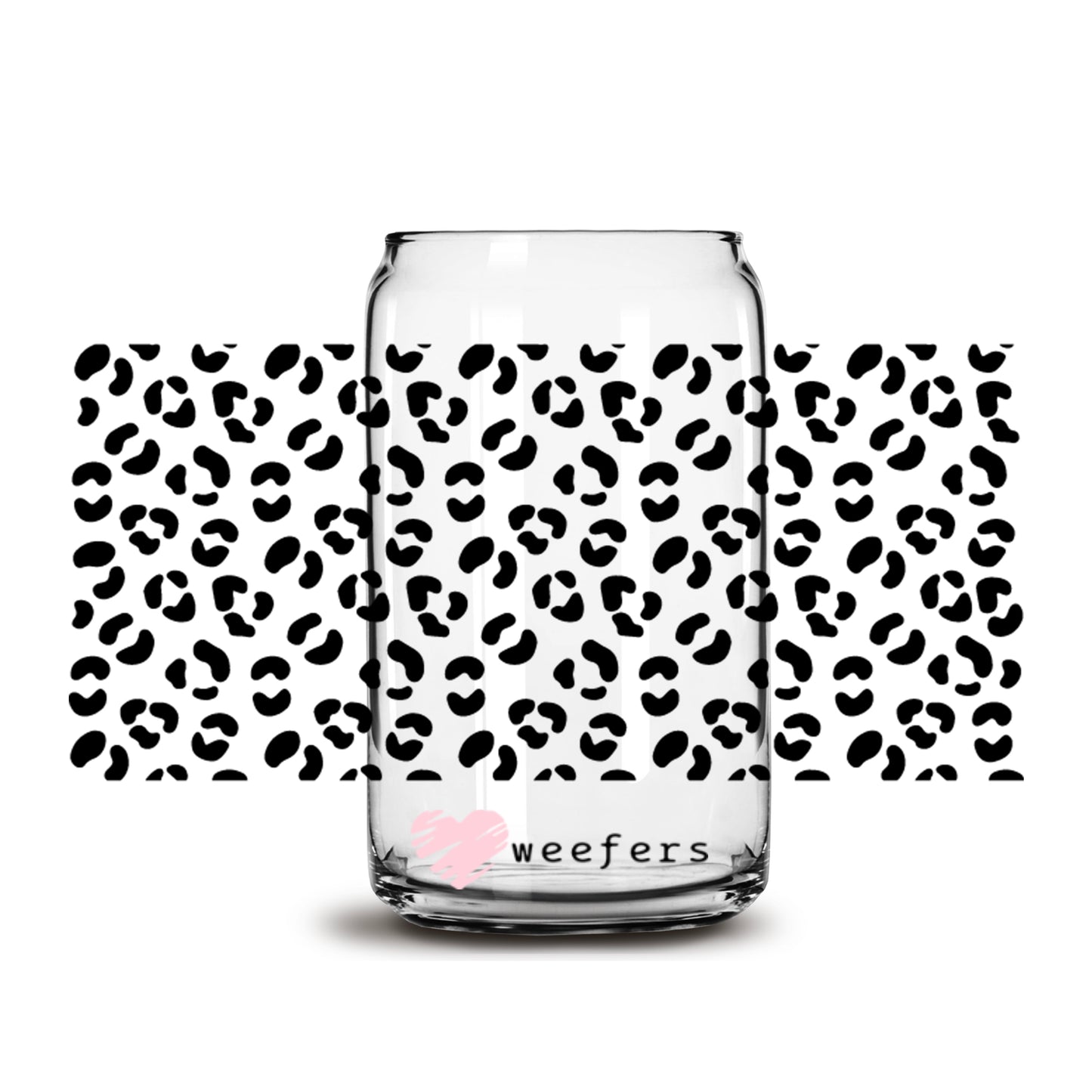 Black Cheetah Print 16oz Libbey Glass Can UV DTF or Sublimation Wrap - Decal - Weefers