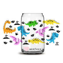 Load image into Gallery viewer, Playful Dinosaurs 16oz Libbey Glass Can UV-DTF or Sublimation Wrap - Decal
