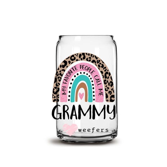 Mother's Day Grammy Boho Rainbow Libbey Glass Can UV DTF or Sublimation Wrap - Decal - Weefers