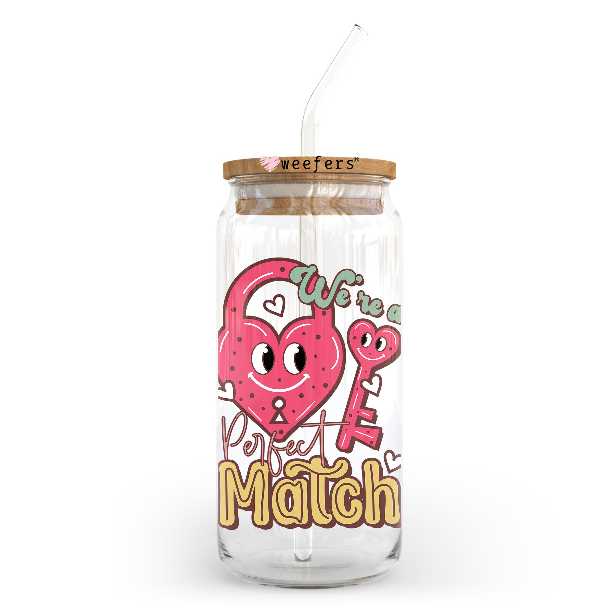 Perfect Match Valentine's Day 20oz Libbey Glass Can UV DTF or Sublimation Wrap - Decal - Weefers