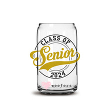Load image into Gallery viewer, Gold Glass of 2024 Senior 16oz Libbey Glass Can UV-DTF or Sublimation Wrap - Decal
