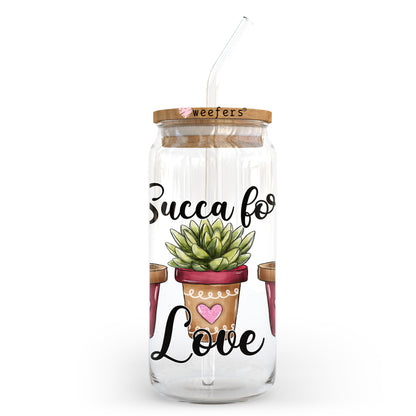 Succa For Love Valentine's Day 20oz Libbey Glass Can UV DTF or Sublimation Wrap - Decal - Weefers