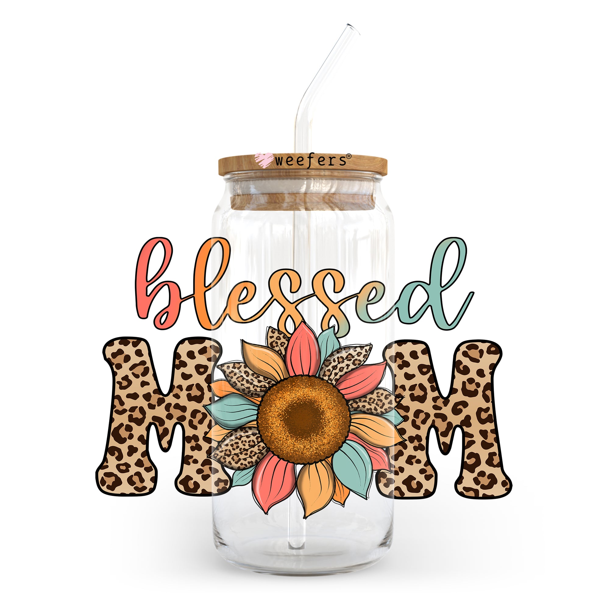 Blessed Mom Sunflower 20oz Libbey Glass Can UV DTF or Sublimation Wrap - Decal - Weefers