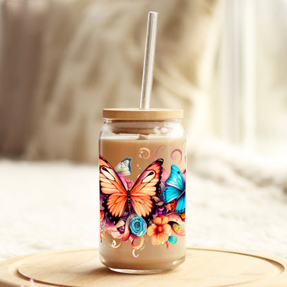 Oh Butterfly 16oz Libbey Glass Can UV DTF or Sublimation Wrap - Decal - Weefers