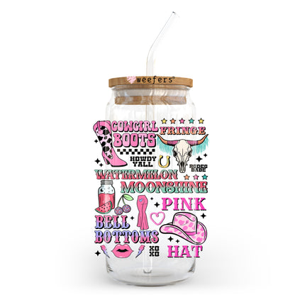 Cowgirl Favorite Things 20oz Libbey Glass Can UV DTF or Sublimation Wrap - Decal Transfer - Weefers