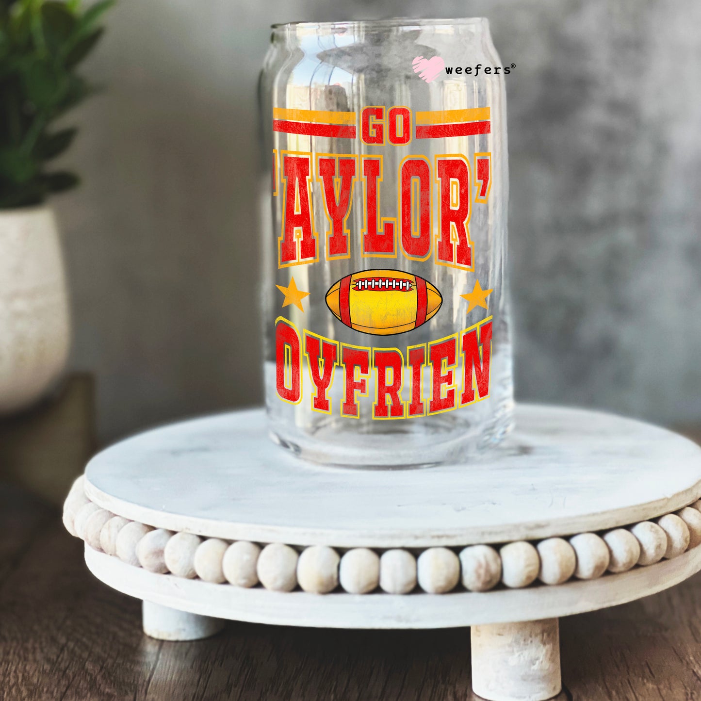 Go Taylor's Boyfriend 16oz Libbey Glass Can UV DTF or Sublimation Wrap - Decal Transfer - Weefers