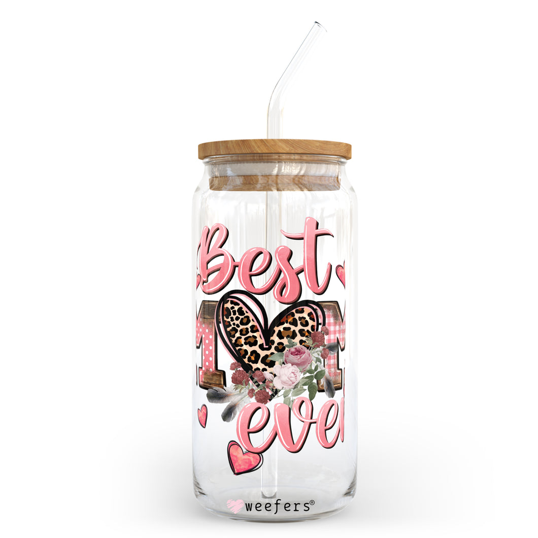 Mother's Day Best Mom Ever Floral 20oz Libbey Glass Can UV-DTF or Sublimation Wrap - Decal