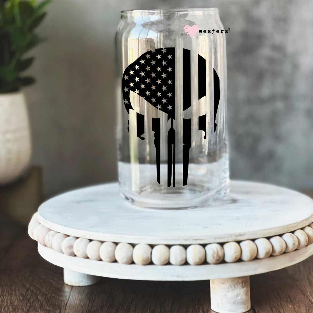 a glass jar with a flag painted on it