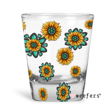 Load image into Gallery viewer, Turquoise Sunflowers  Shot Glass Short UV-DTF or Sublimation Wrap - Decal
