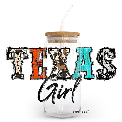 Texas Girl 20oz Libbey Glass Can, 34oz Hip Sip, 40oz Tumbler UV DTF or Sublimation Decal Transfer - Weefers