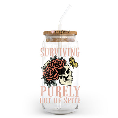 Surviving Purely Out of Spite 20oz Libbey Glass Can UV DTF or Sublimation Wrap - Decal Transfer - Weefers