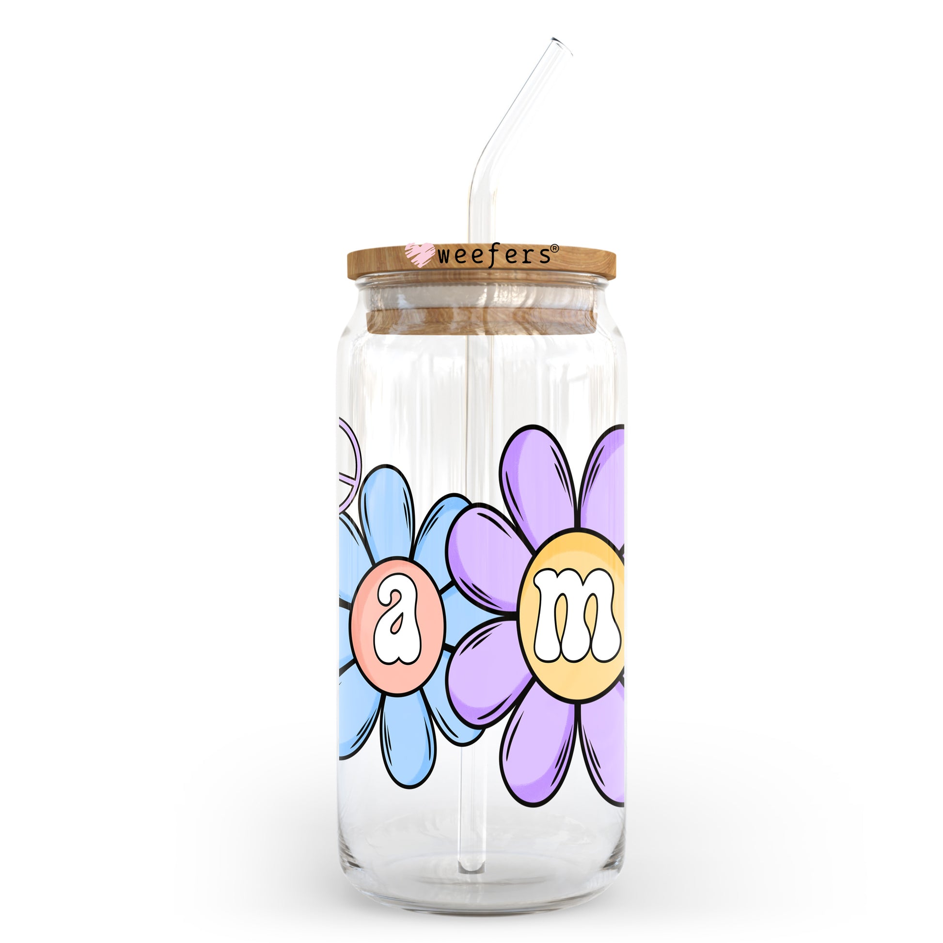 Flower Mama 20oz Libbey Glass Can UV DTF or Sublimation Wrap - Decal Transfer - Weefers