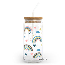 Load image into Gallery viewer, Pastel Boho Rainbows 20oz Libbey Glass Can UV-DTF or Sublimation Wrap - Decal
