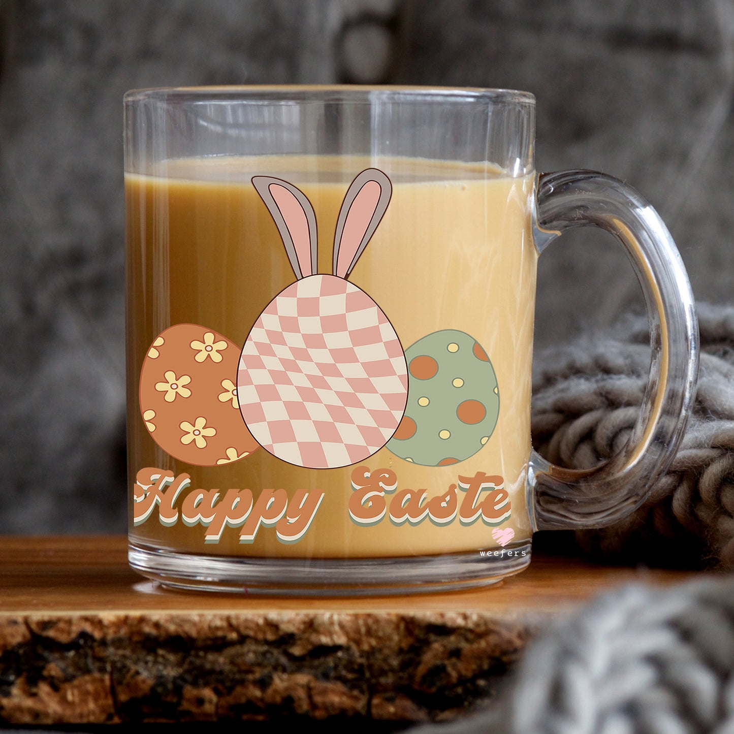 Plaid Easter Egg and Bunny Easter 11oz Coffee Mug UV DTF or Sublimation Wrap - Decal - Weefers