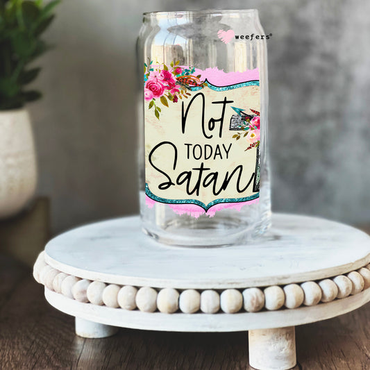 Not Today Satan 16oz Libbey Glass Can UV DTF or Sublimation Cup Wrap - Decal Weefers