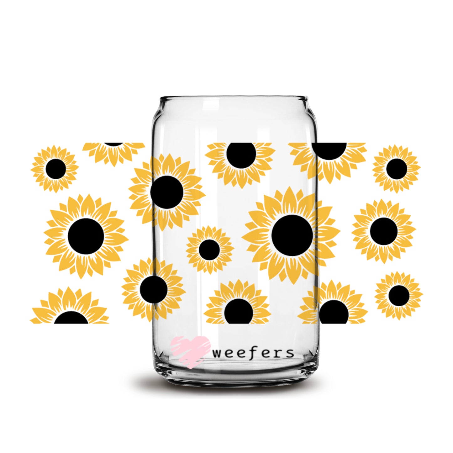 Sunflowers 16oz Libbey Glass Can UV DTF or Sublimation Wrap - Decal - Weefers