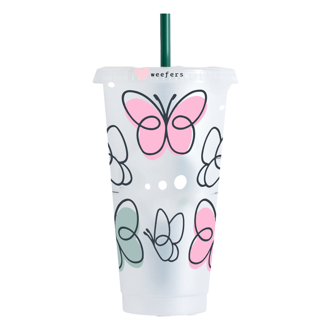 Boho Butterflies 24oz UV-DTF Cold Cup Wrap - Ready to apply Wrap - NO HOLE