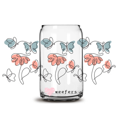 Dainty Butterflies Libbey Glass Can UV DTF or Sublimation Wrap - Decal - Weefers