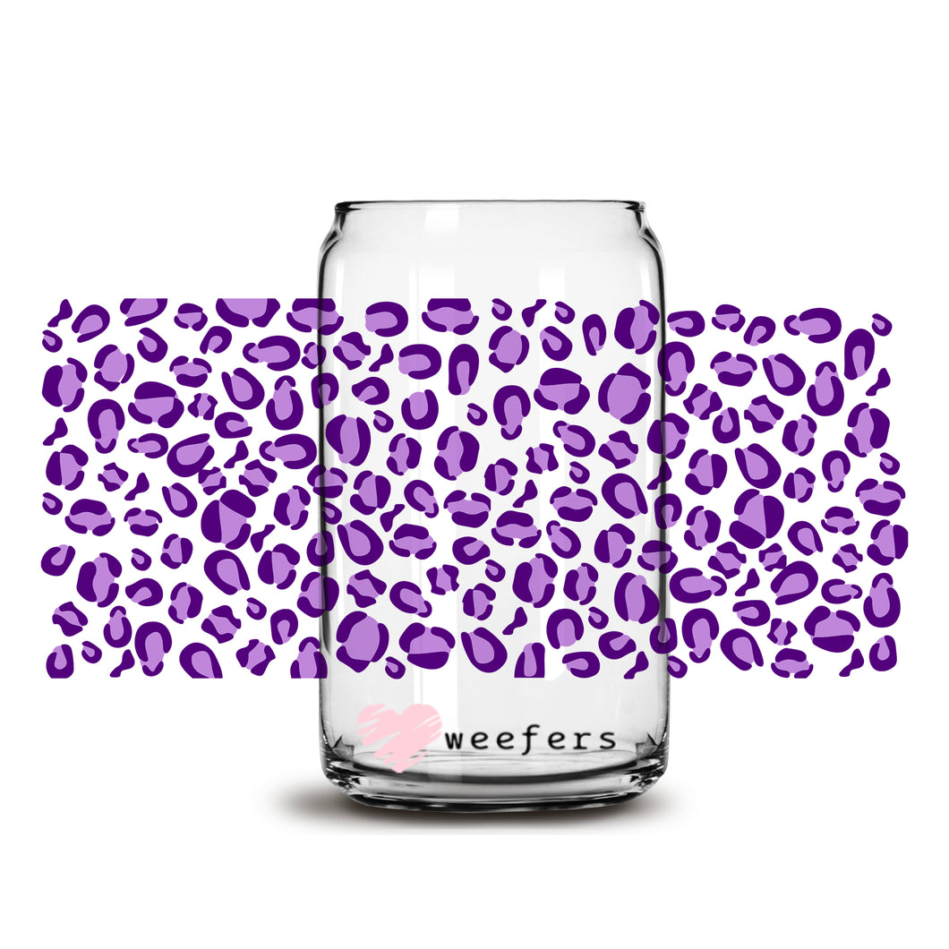 Purple Cheetah Print 16oz Libbey Glass Can UV-DTF or Sublimation Wrap Transfer