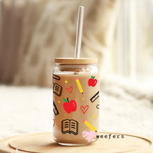Load image into Gallery viewer, Teacher Apple a Day Libbey Glass Can Wrap UV-DTF Sublimation Transfers
