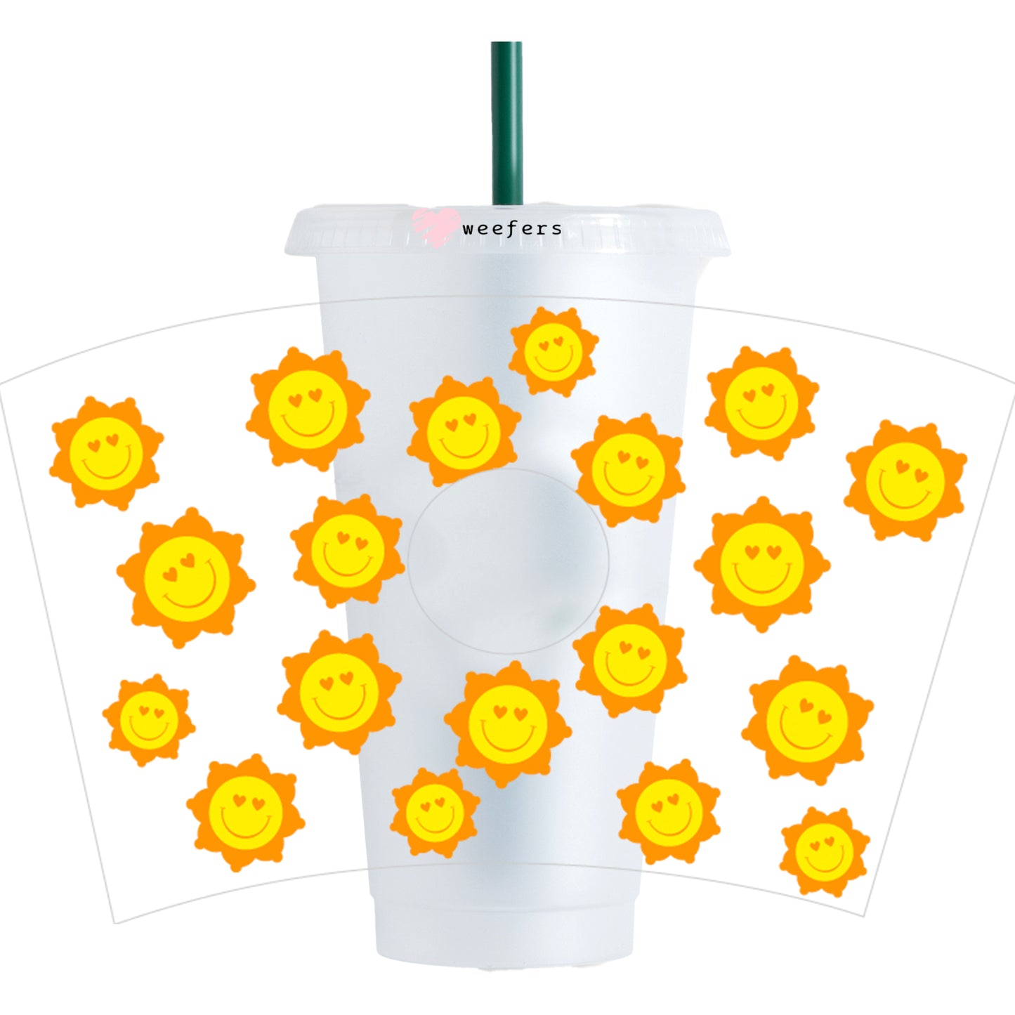 Sunshine Smiles HOLE 24oz Cold Cup UV DTF Wrap - Hole - Ready to apply Wrap - Weefers