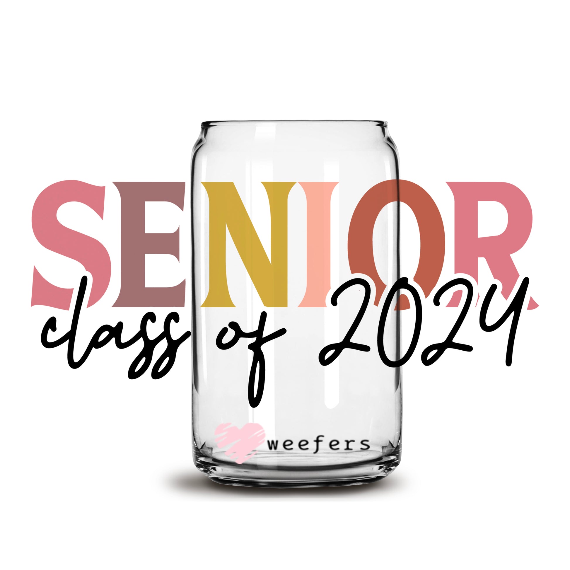 Senior Class of 2024 16oz Libbey Glass Can UV DTF or Sublimation Wrap - Decal - Weefers