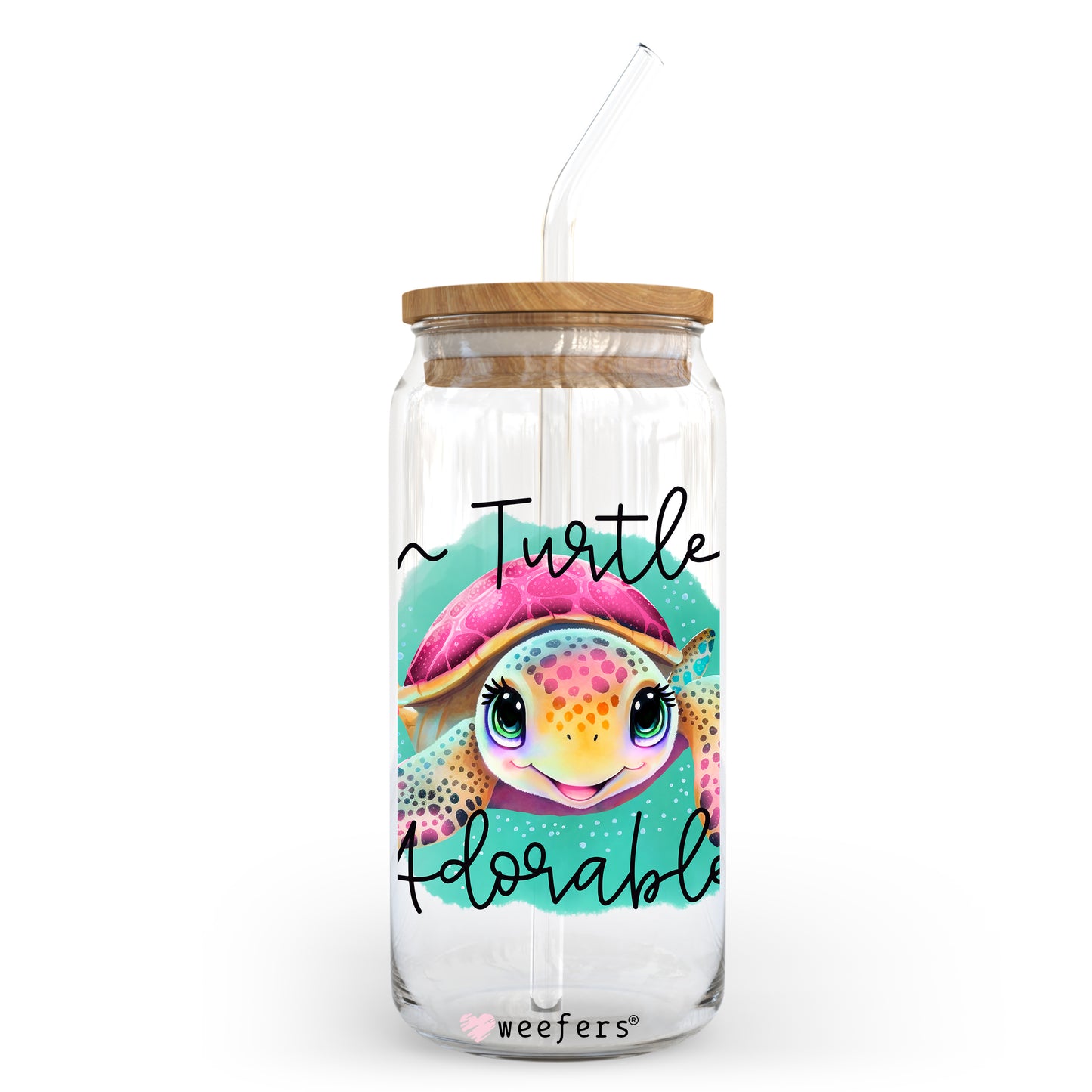 Turturly Adorable  20oz Libbey Glass Can, 34oz Hip Sip, 40oz Tumbler UV DTF or Sublimation Decal Transfer - Weefers